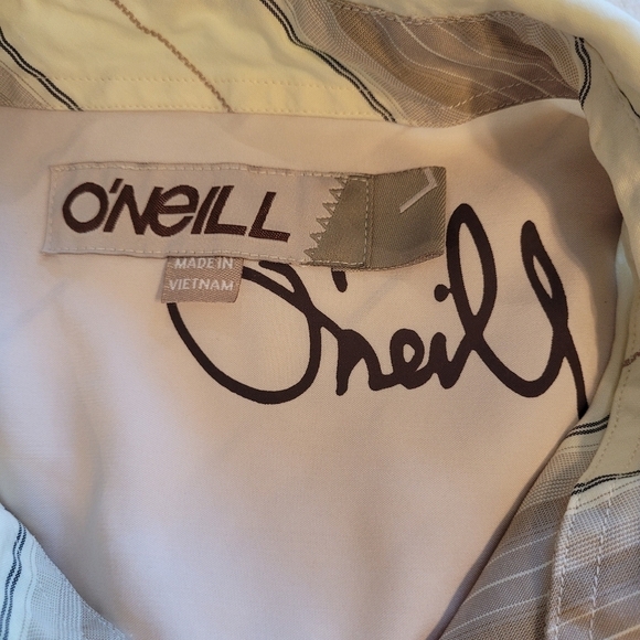 O'Neill Striped Collared Button Down Short Sleeve Shirt Men's Large - Picture 12 of 16